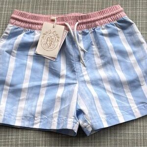 Striped Blue & White Women’s Shorts with Pink Waistband